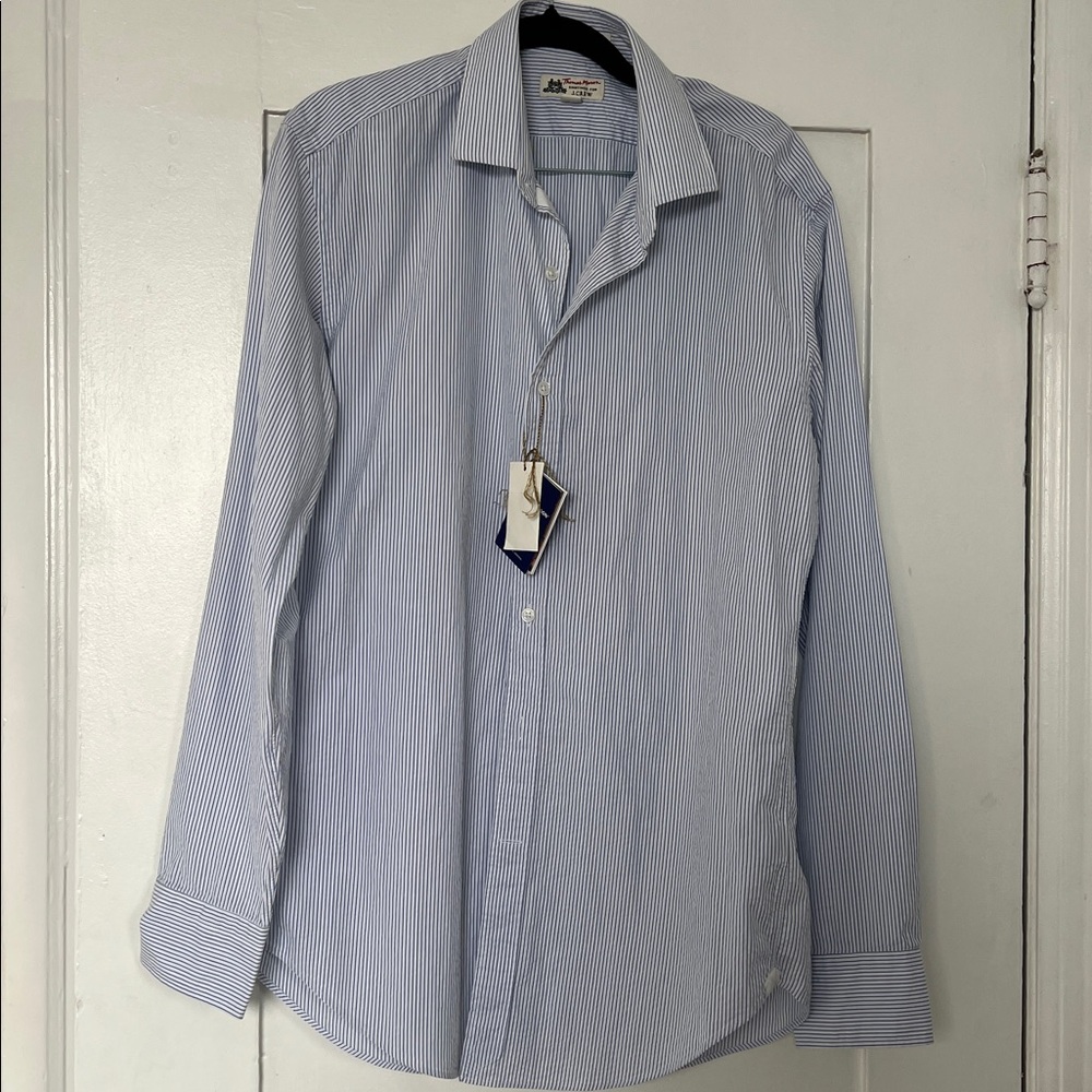 J. Crew White and Blue Striped Shirt